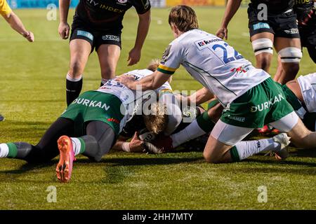 LONDRA, Regno Unito. 23th Jan, 2022. Durante LA EPCR Challenge Cup R4 Saracens vs London Irish allo StoneX Stadium domenica 23 gennaio 2022 a LONDRA, Regno Unito. Credit: Taka G Wu/Alamy Live News Foto Stock