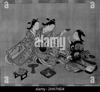 Tre ragazze che hanno tè 19th secolo Nishikawa Sukenobu giapponese. Tre ragazze che hanno il tè 48911 Foto Stock