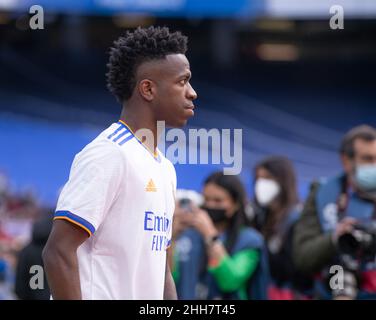 Santiago Bernabeu, Madrid, Spagna. 23rd Jan 2022. La Liga Santander, Real Madrid CF versus Elche CF; Vinicius del Real Madrid Credit: Action Plus Sports/Alamy Live News Foto Stock