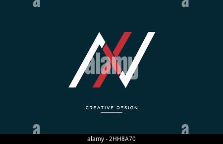 NX, XN alfabeto lettere astratto logo modello vettoriale Illustrazione Vettoriale