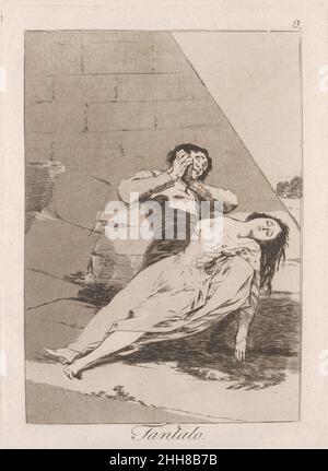 Targa 9 da 'Los Caprichos': Tantalo (Tantalo.) 1799 Goya (Francisco de Goya y Lucientes) Spagnolo. Targa 9 da 'Los Caprichos': Tantalo (Tantalo.) 378018 Foto Stock