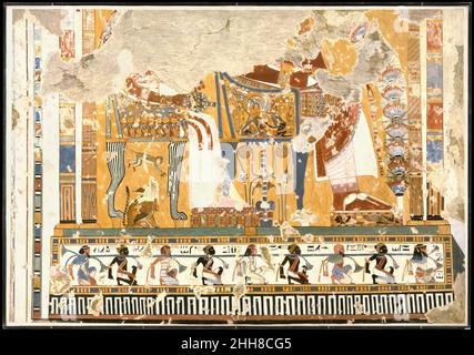 Amenhotep III e la regina Tiye si intronarono sotto un chiosco, Tomba di Anen ca. 1390–1352 a.C. nuovo Regno Nina de Garis Davies. Amenhotep III e la regina Tiye si intronarono sotto un chiosco, Tomba di Anen 548566 Foto Stock