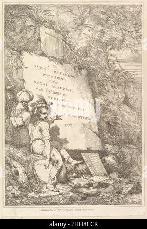 Frontespizio, da 'quindici Etchings dedicato a Sir Joshua Reynolds' 8 dicembre 1778 progettato, inciso e pubblicato da John Hamilton Mortimer British. Frontespizio, da 'quindici Etchings dedicato a Sir Joshua Reynolds' 407876 Foto Stock