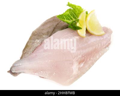 San Pierre Filetto di pesce crudo su sfondo bianco Foto Stock