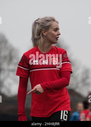 Coventry, Regno Unito. 23rd Jan 2022. Coventry, Inghilterra, Gennaio 23rd Mollie Green (16 Coventry United) in palla durante la partita del campionato fa Womens tra Coventry United e London City Lionesses al Butts Park Arena di Coventry, Inghilterra Natalie Mincher/SPP Credit: SPP Sport Press Photo. /Alamy Live News Foto Stock