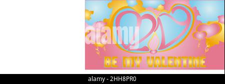 Sia il mio modello di bandiera di valintine con illustrazione a forma di cuore Illustrazione Vettoriale