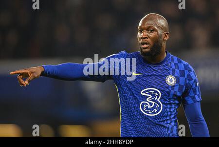 Londra, Regno Unito. 23rd Jan 2022. Londra, Regno Unito. 23 gennaio - Chelsea v Tottenham Hotspur - Premier League - Stamford Bridge Romelu Lukaku durante la partita della Premier League a Stamford Bridge, Londra. Picture Credit : Credit: Mark Pain/Alamy Live News Foto Stock
