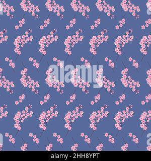 Sakura fiore senza cuciture. Vettore sfondo infinito con Sakura fiori rami. Design primaverile con elementi floreali Illustrazione Vettoriale