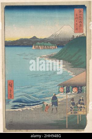 Vista del Monte Fuji da Seven-ri Beach, Provincia di Sagami (Sōshū: Shichi-ri ga hama), dalla serie trentasei viste del Monte Fuji (Fugaku sanjūrokkei) del 4th mese, anno Cavallo 1858 Utagawa Hiroshige giapponese. Vista del Monte Fuji da Seven-ri Beach, Provincia di Sagami (Sōshū: Shichi-ri ga hama), dalla serie trentasei viste del Monte Fuji (Fugaku sanjūrokkei) 36538 Foto Stock