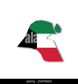 Bandiera nazionale del Kuwait sotto forma di mappa del paese Illustrazione Vettoriale