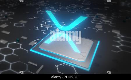 sfondo astratto della tecnologia futuristica criptovaluta ripple xrp Foto Stock