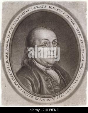 Benjamin Franklin 1787 disegnato e inciso da Charles Willson Peale American. Benjamin Franklin 371976 Foto Stock