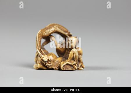 Netsuke di due figure e un Drago 19th secolo Giappone. Netsuke di due figure e un drago 60274 Foto Stock