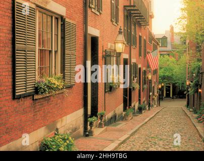 Acorn Street di Boston Foto Stock