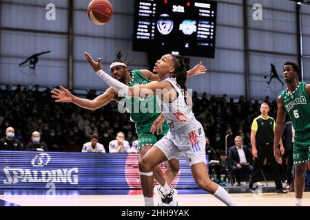 Juhann BEGARIN (23) di Paris Basketball durante il campionato francese, Betclic Elite Basketball match tra Paris Basketball e Nanterre 92 il 23 gennaio 2022 a Halle Georges Carpentier a Parigi, Francia - Foto Ann-Dee Lamour / CDP MEDIA / DPPI Foto Stock