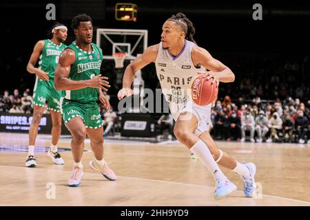 Juhann BEGARIN (23) di Paris Basketball durante il campionato francese, Betclic Elite Basketball match tra Paris Basketball e Nanterre 92 il 23 gennaio 2022 a Halle Georges Carpentier a Parigi, Francia - Foto Ann-Dee Lamour / CDP MEDIA / DPPI Foto Stock