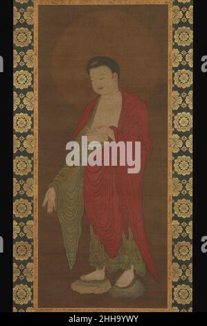 Buddha Amitabha discendente dalla sua Terra pura 13th secolo artista non identificato questo dipinto, tradizionalmente attribuito dagli studiosi giapponesi ad un pittore buddista Song chiamato Zhang Sigong, rappresenta il Buddha Amitabha (J.: Amida) che accoglie le anime nel suo Paradiso Occidentale. Il drappeggio del vestito è disegnato in stile 'cudding-nube e running-water', un disegno drappeggio che i Cinesi usavano per ricordare l'origine indiana dell'immagine di Buddha.la reflectografia infrarossa ha rivelato le seguenti tracce di una iscrizione nell'angolo in basso a sinistra: 'Qingyuanfu, ad est di lavatrice Horse Bridge.. ." Dal nome Foto Stock