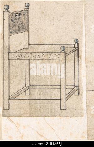 Disegno perspectivale di una poltrona 1500–1546 Peter Flötner tedesco. Disegno perspectivale di una poltrona 380375 Foto Stock