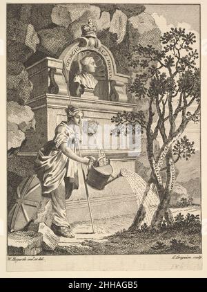 Frontespizio al Catalogo delle immagini esposte nel Giardino di primavera 7 maggio 1761 Charles Grignion, i British. Frontespizio al Catalogo delle immagini esposte nel Giardino di Primavera 392615 Foto Stock