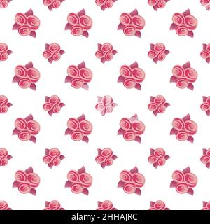 Modello con mazzi di rose stilizzati. Illustrazione delle feste per San Valentino, compleanno, matrimoni. Illustrazione Vettoriale