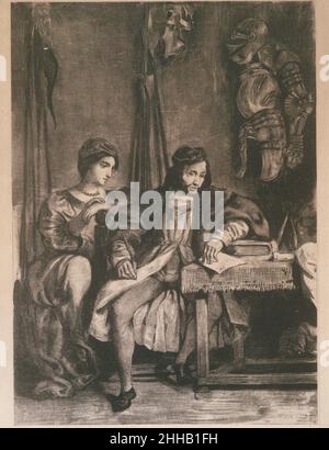 Scena dal 'Götz' di Goethe (Götz von Berlichingen scrive le sue memorie) 1836–63 Eugène Delacroix Francese. Scena dal 'Götz' di Goethe (Götz von Berlichingen scrive le sue memorie) 461565 Foto Stock