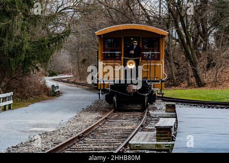 Treno NCRR con partenza da Hanover Junction Station, York County Pennsylvania, USA Foto Stock