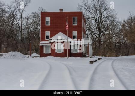 Escursioni invernali alla stazione ferroviaria di Hanover Junction, York County, Pennsylvania, USA Foto Stock