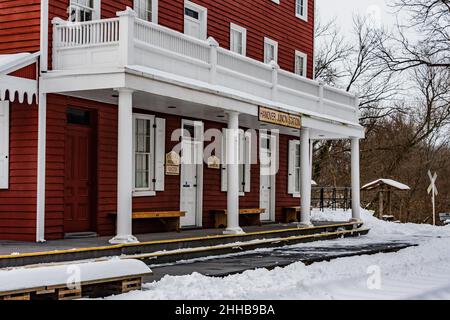 Hanover Junction Train Station, Winter 2020, York County, Pennsylvania, Stati Uniti Foto Stock