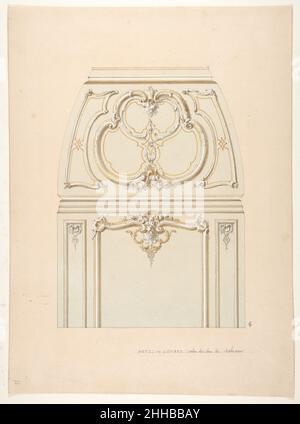 Design per pareti in stile rococco e ornamento in calce nel salone dell'Hotel de Luynes, di proprietà del Duc de Sabran seconda metà del 19th secolo Jules-Edmond-Charles Lachaise francese. Design per pareti in stile rococco e ornamento a calce nel salone dell'Hotel de Luynes, di proprietà del Duc de Sabran 384909 Foto Stock