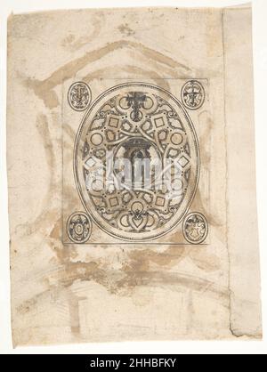 La Vergine in piedi con un elaborato telaio ornamentale 17th secolo Anonimo, olandese, 16th secolo Netherlandish. La Vergine in piedi con una elaborata cornice ornamentale 394938 Foto Stock