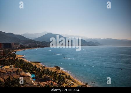 Puerto Vallarta Mexico spiaggia dall'aria Foto Stock