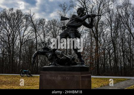 Monumento statale del Mississippi situato in West Confederate Avenue, Gettysburg National Military Park, Pennsylvania USA Foto Stock