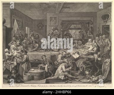 Un intrattenimento elettorale, piatto i: Quattro stampe di un'elezione Febbraio 1755 William Hogarth britannico. Un'elezione spettacolo, targa i: Quattro stampe di un'elezione 368373 Foto Stock