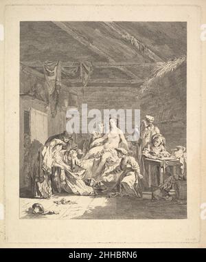 Vignette del primo volume, pagina 165: Usage des Russes après le Mariage et avant la Noce, da Voyage en Sibérie fait par ordre du Roi en 1761 [...], Paris, 1768 di Chappe d'Auteroche 1767 Augustin de Saint-Aubin francese. Vignette del primo volume, pagina 165: Usage des Russes après le Mariage et avant la Noce, from Voyage en Sibérie fait par ordre du Roi en 1761 [...], Paris, 1768 by Chappe d'Auteroche 423227 Foto Stock