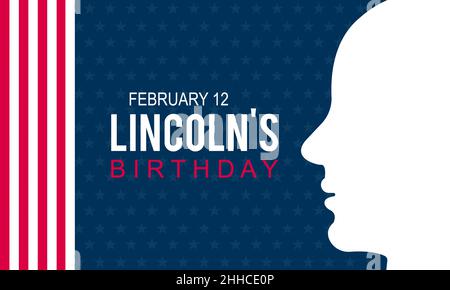 Il compleanno di Lincoln. Modello vettoriale del concetto di vacanza USA per banner, biglietti, poster, sfondo. Illustrazione Vettoriale