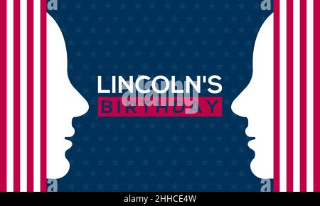 Il compleanno di Lincoln. Modello vettoriale del concetto di vacanza USA per banner, biglietti, poster, sfondo. Illustrazione Vettoriale