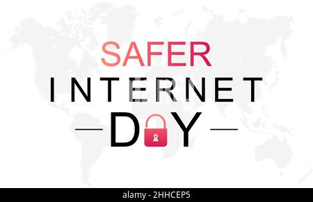 Giornata Internet più sicura. Modello vettoriale per il concetto di sicurezza informatica per banner, schede, poster, sfondo. Illustrazione Vettoriale