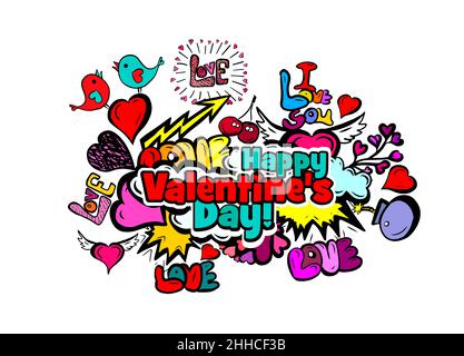 Buon San Valentino. Elementi Graffiti. Illustrazione Vettoriale