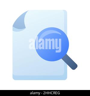 ricerca pagina carta file documento trova lente di ingrandimento singola icona isolata con disegno vettoriale stile uniforme Foto Stock