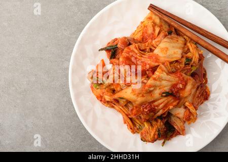 Cibo coreano condito con peperoncino rosso in polvere Foto Stock