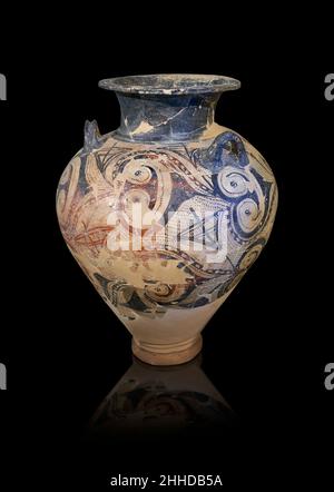 Ceramica in stile Palazzo Micenaean - vaso Piriforme con disegno marino probabilmente di stile polpo ripetitivo. Museo Archeologico di Nafplio. . Di nuovo Foto Stock