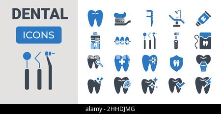 Dentale set di icone Illustrazione Vettoriale