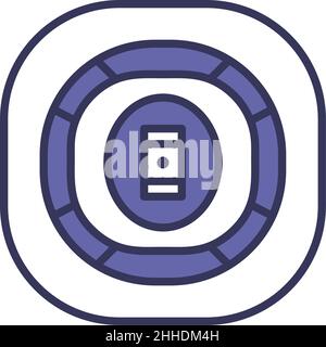 Icona Cricket Stadium. Contorno grassetto modificabile con disegno riempimento colore. Illustrazione vettoriale. Illustrazione Vettoriale