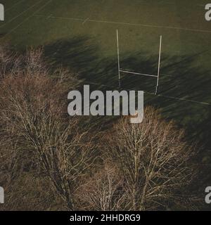 Vista generale di piazzole di rugby da un drone Foto Stock