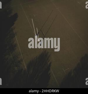 Vista generale di piazzole di rugby da un drone Foto Stock