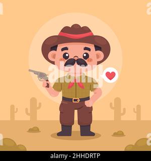 Disegno piatto gaucho cowboy illustrazione Vector illustrazione. Illustrazione Vettoriale