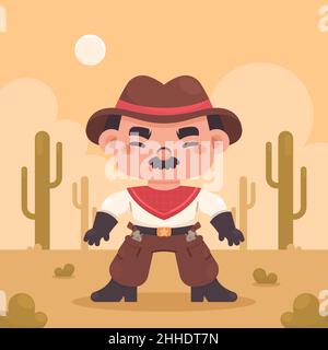 Disegno piatto gaucho cowboy illustrazione Vector illustrazione. Illustrazione Vettoriale