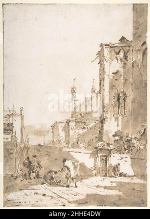 Dadi giocatori in Piazza Venezia 1712–93 Francesco Guardi Italiano. Dadi giocatori in una Piazza Veneziana 338933 Foto Stock