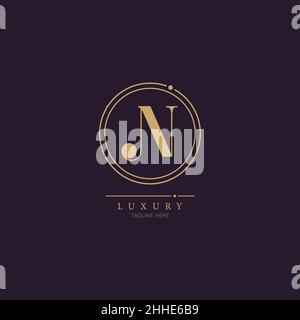 Lettera iniziale di lusso N Business Logo Design Alphabet icona Vector Symbol. Elegante e moderno modello minimal con logo. Illustrazione Vettoriale