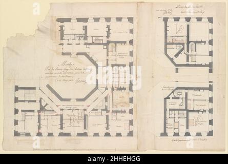 Piani del terreno e primi piani del castello di Marly 1764 Ange Jacques Gabriel francese. Piani del piano terra e primo piano del castello di Marly 343361 Foto Stock